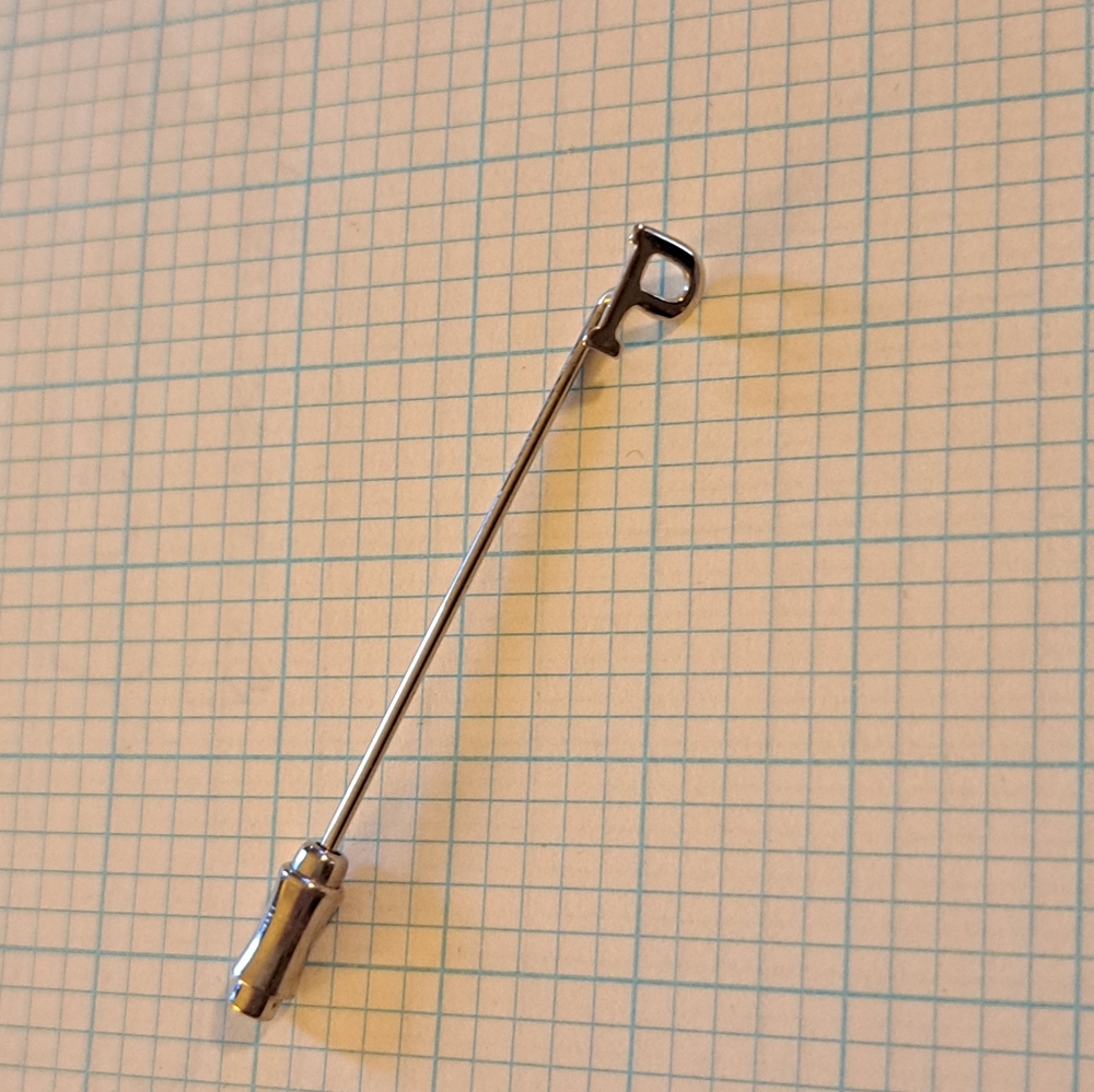 P Monogram Silver Metal Stick Pin - Picture 2 of 2